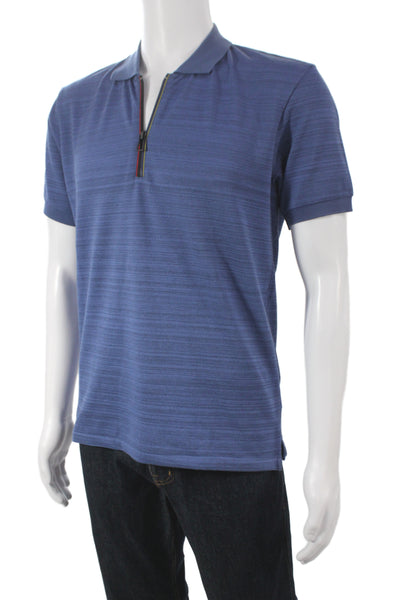 Paul Smith Mens Polo Collared Short Sleeve Striped Blue Size PS