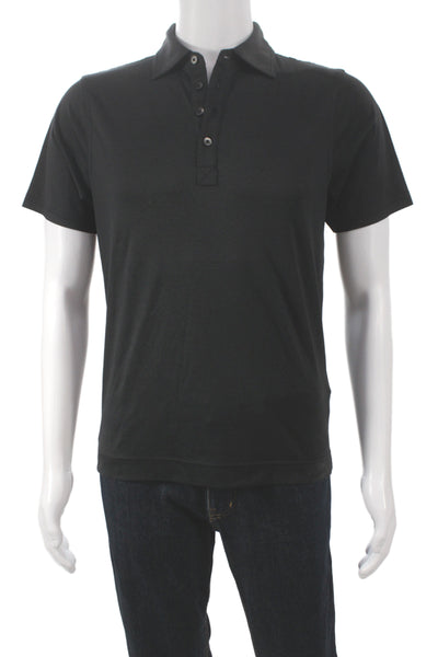 Raffi Mens Collared Polo Short Sleeve Black Solid Size S