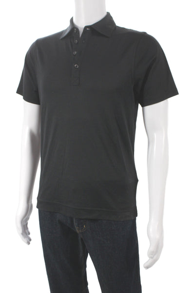 Raffi Mens Collared Polo Short Sleeve Black Solid Size S