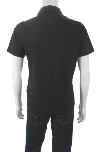 Raffi Mens Collared Polo Short Sleeve Black Solid Size S