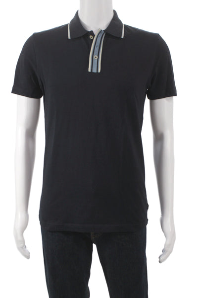 Paul Smith Mens Black Cotton Collared Short Sleeve Polo Designer Size PS