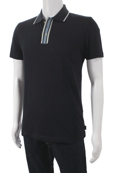 Paul Smith Mens Black Cotton Collared Short Sleeve Polo Designer Size PS