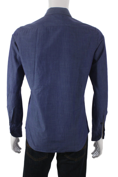 Tintoria Mattei Mens Dark Blue Cotton Point Dress Shirt Size 14.5