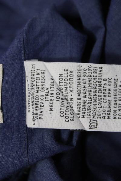Tintoria Mattei Mens Dark Blue Cotton Point Dress Shirt Size 14.5