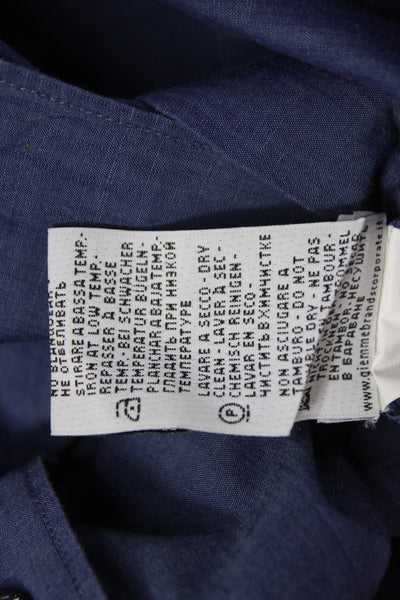 Tintoria Mattei Mens Dark Blue Cotton Point Dress Shirt Size 14.5