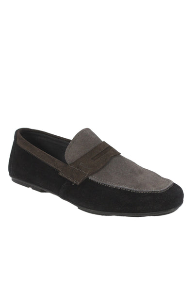 Salvatore Ferragamo Womens Suede Color Block Loafers Shoes Brown Black Sz 7