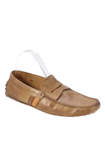 Tods Womens Leather Slip On Driving Moccasin Flat Shoes Brown Size 6.5