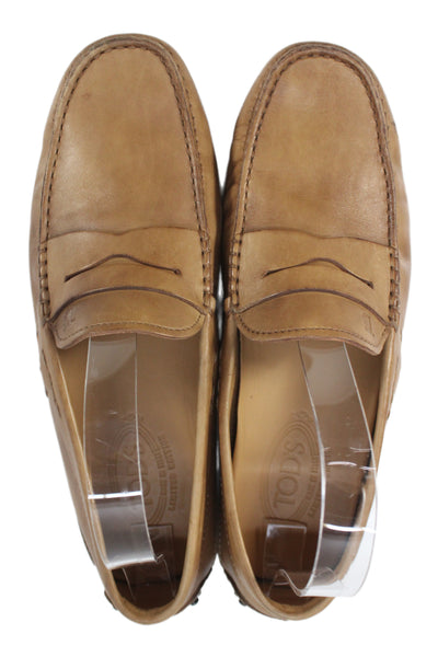Tods Womens Leather Slip On Driving Moccasin Flat Shoes Brown Size 6.5