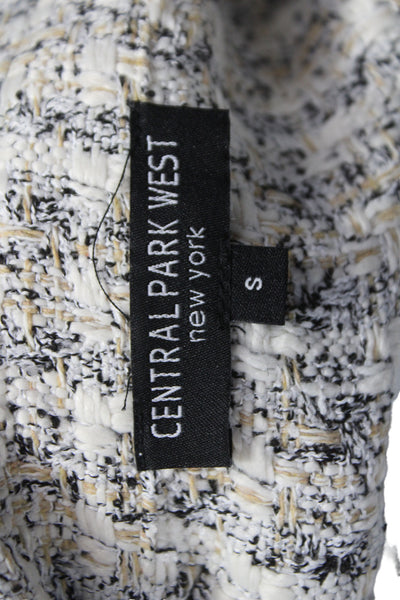 Central Park West Womens Cardigan White Check Button Collar Long Sleeve Size S