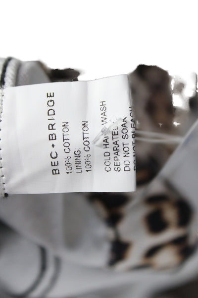 Bec & Bridge Womens Beige Animal Print Cotton Collared Button Jacket Size 6