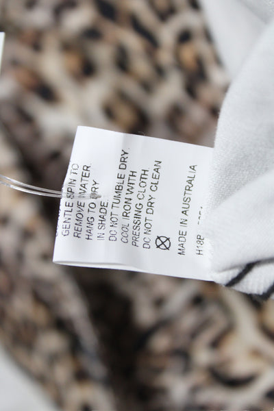 Bec & Bridge Womens Beige Animal Print Cotton Collared Button Jacket Size 6
