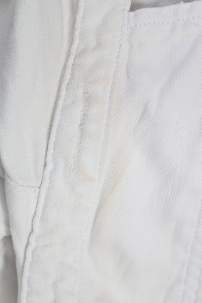 Frank & Eileen Women White Collared Long Sleeve Button-Up Basic Top Size L