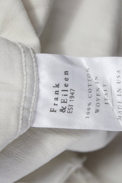 Frank & Eileen Women White Collared Long Sleeve Button-Up Basic Top Size L