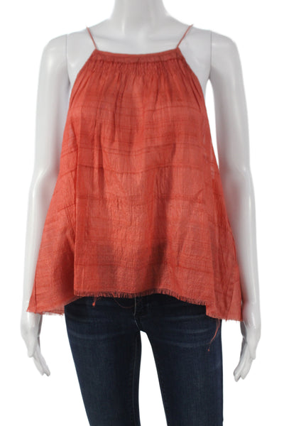Anaak Women Camisole Sleeveless Orange Bohemian Solid Size 1