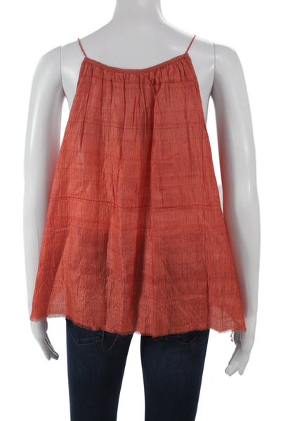 Anaak Women Camisole Sleeveless Orange Bohemian Solid Size 1