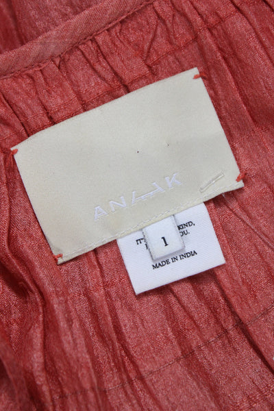 Anaak Women Camisole Sleeveless Orange Bohemian Solid Size 1