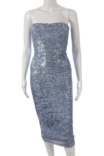 Nookie Women Bodycon Sheath Blue Midi Sleeveless Zip Designer Dress Size S