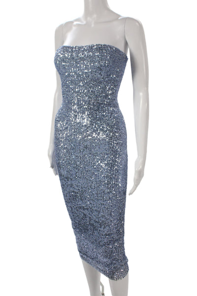 Nookie Women Bodycon Sheath Blue Midi Sleeveless Zip Designer Dress Size S