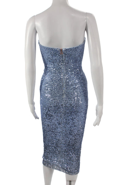 Nookie Women Bodycon Sheath Blue Midi Sleeveless Zip Designer Dress Size S