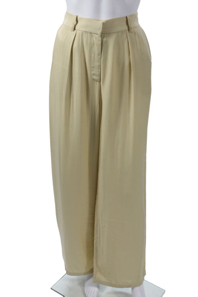 Margaux Lonnberg Unisex Beige Dress Pants Rayon Cupro Hook Eye Size 38