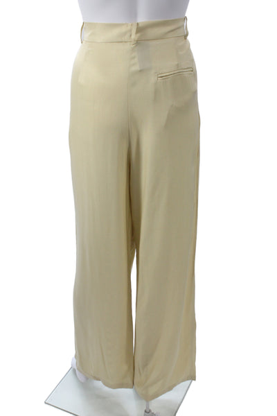 Margaux Lonnberg Unisex Beige Dress Pants Rayon Cupro Hook Eye Size 38