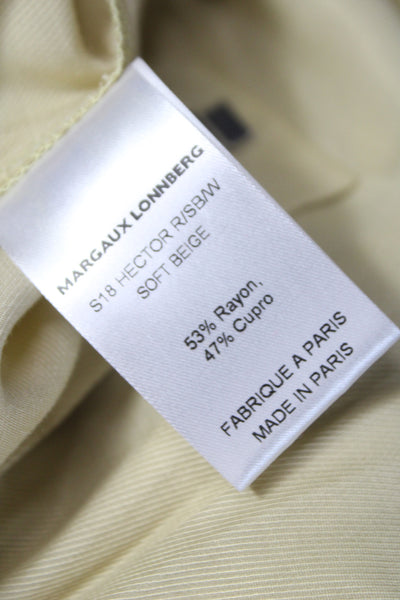 Margaux Lonnberg Unisex Beige Dress Pants Rayon Cupro Hook Eye Size 38