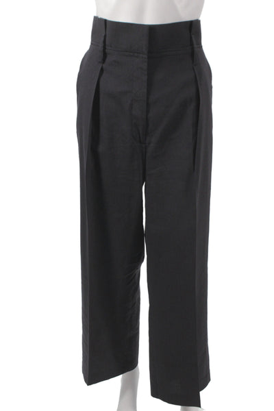 Veronica Beard Unisex Dress Pants Black Linen Blend Hook Eye Size 10