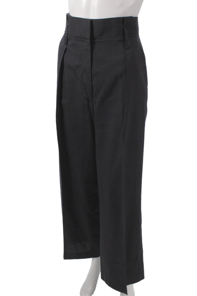Veronica Beard Unisex Dress Pants Black Linen Blend Hook Eye Size 10