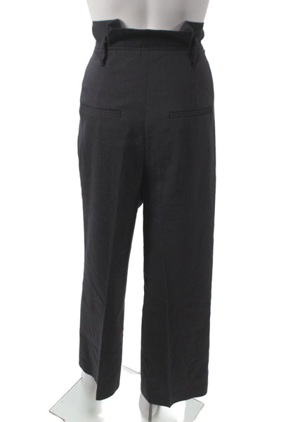 Veronica Beard Unisex Dress Pants Black Linen Blend Hook Eye Size 10