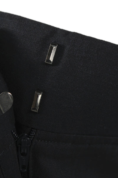 Veronica Beard Unisex Dress Pants Black Linen Blend Hook Eye Size 10