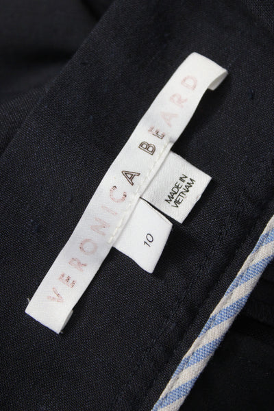 Veronica Beard Unisex Dress Pants Black Linen Blend Hook Eye Size 10