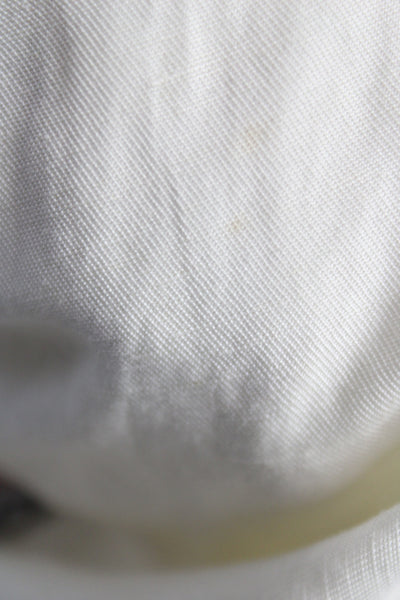 Marine Layer Womens White V Neck Boho Short Sleeve Tencel Linen Blouse Size M