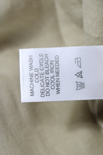 Michael Stars Women Beige Linen Collared Short Sleeve Button Up Blouse Size S