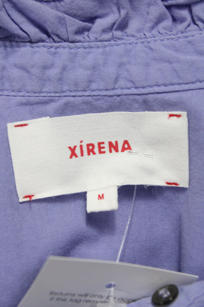 Xirena Womens Purple High Neck Sleeveless Button Up Cotton Blouse Size M