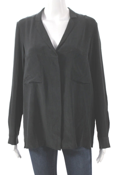 Margaux Lonnberg Womens Black Collared Long Sleeve Basic Blouse Size 40