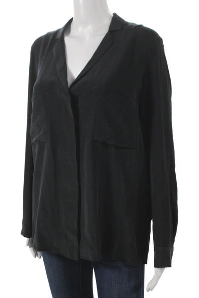 Margaux Lonnberg Womens Black Collared Long Sleeve Basic Blouse Size 40