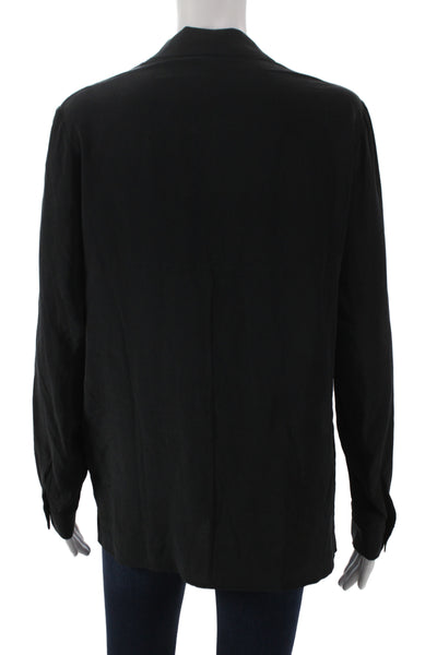 Margaux Lonnberg Womens Black Collared Long Sleeve Basic Blouse Size 40