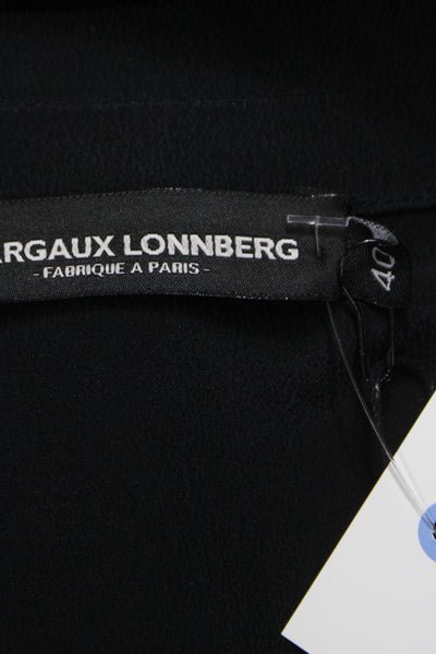 Margaux Lonnberg Womens Black Collared Long Sleeve Basic Blouse Size 40