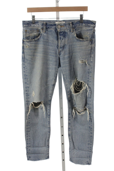 Moussy Women Light Blue Boyfriend Skinny Jeans Mid Rise Button Size 28