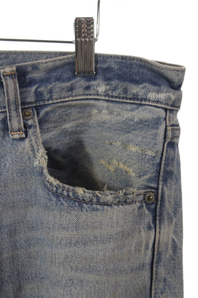 Moussy Women Light Blue Boyfriend Skinny Jeans Mid Rise Button Size 28
