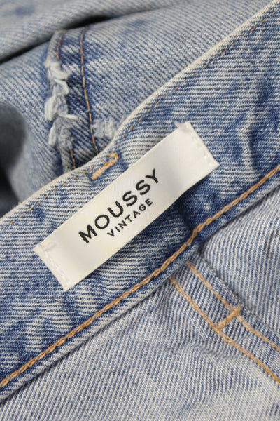 Moussy Women Light Blue Boyfriend Skinny Jeans Mid Rise Button Size 28