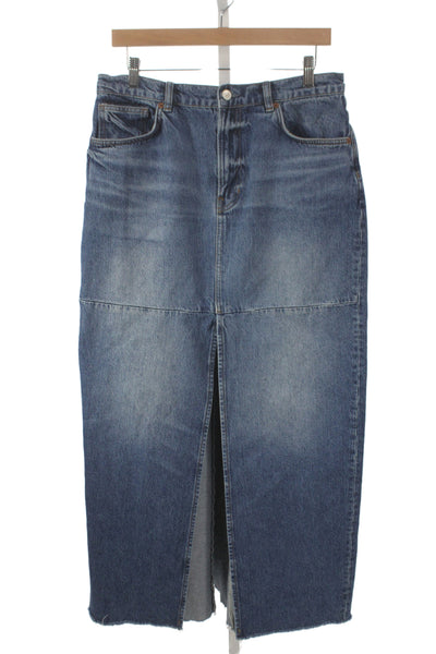Reformation Womens Maxi Skirt Dark Blue Organic Cotton Blend Size 29
