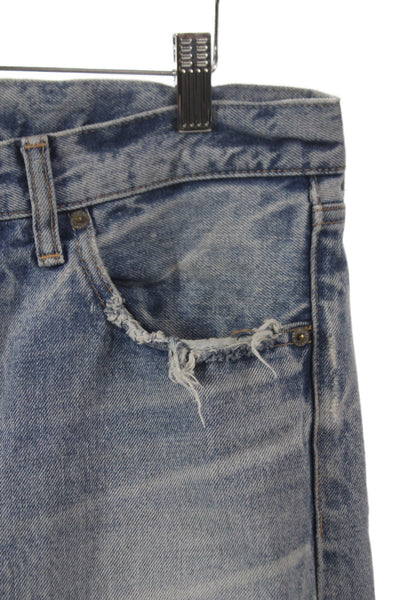 Moussy Unisex Light Blue Cropped Straight Jeans Mid Rise 100% Cotton Size 29