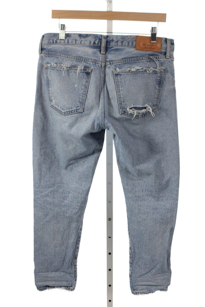 Moussy Unisex Light Blue Cropped Straight Jeans Mid Rise 100% Cotton Size 29