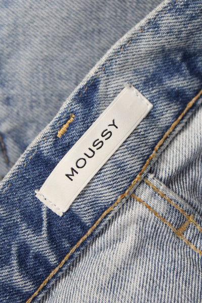 Moussy Unisex Light Blue Cropped Straight Jeans Mid Rise 100% Cotton Size 29