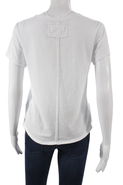 We The Free Women Basic White Crew Neck Short Sleeve T-Shirt Size S