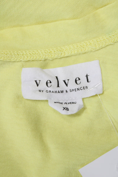 Velvet Women Yellow Square Neck Sleeveless Basic Tank Top Size XS