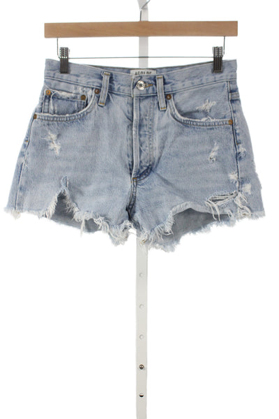 Agolde Unisex 90s Light Blue 100% Cotton Shorts Button Size 24