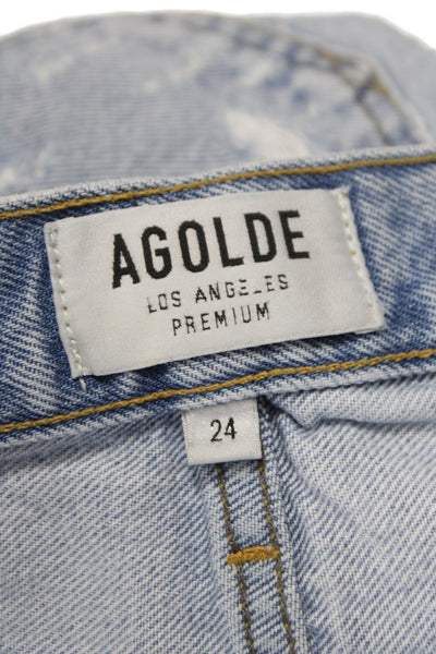 Agolde Unisex 90s Light Blue 100% Cotton Shorts Button Size 24