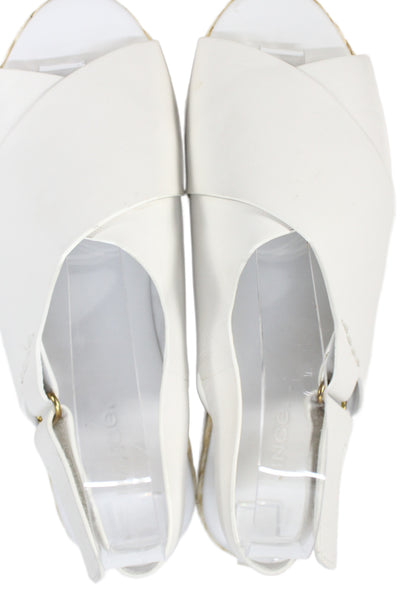 Vince Womens Leather Crisscross Espadrille Platform Heels Shoes White Size 7M